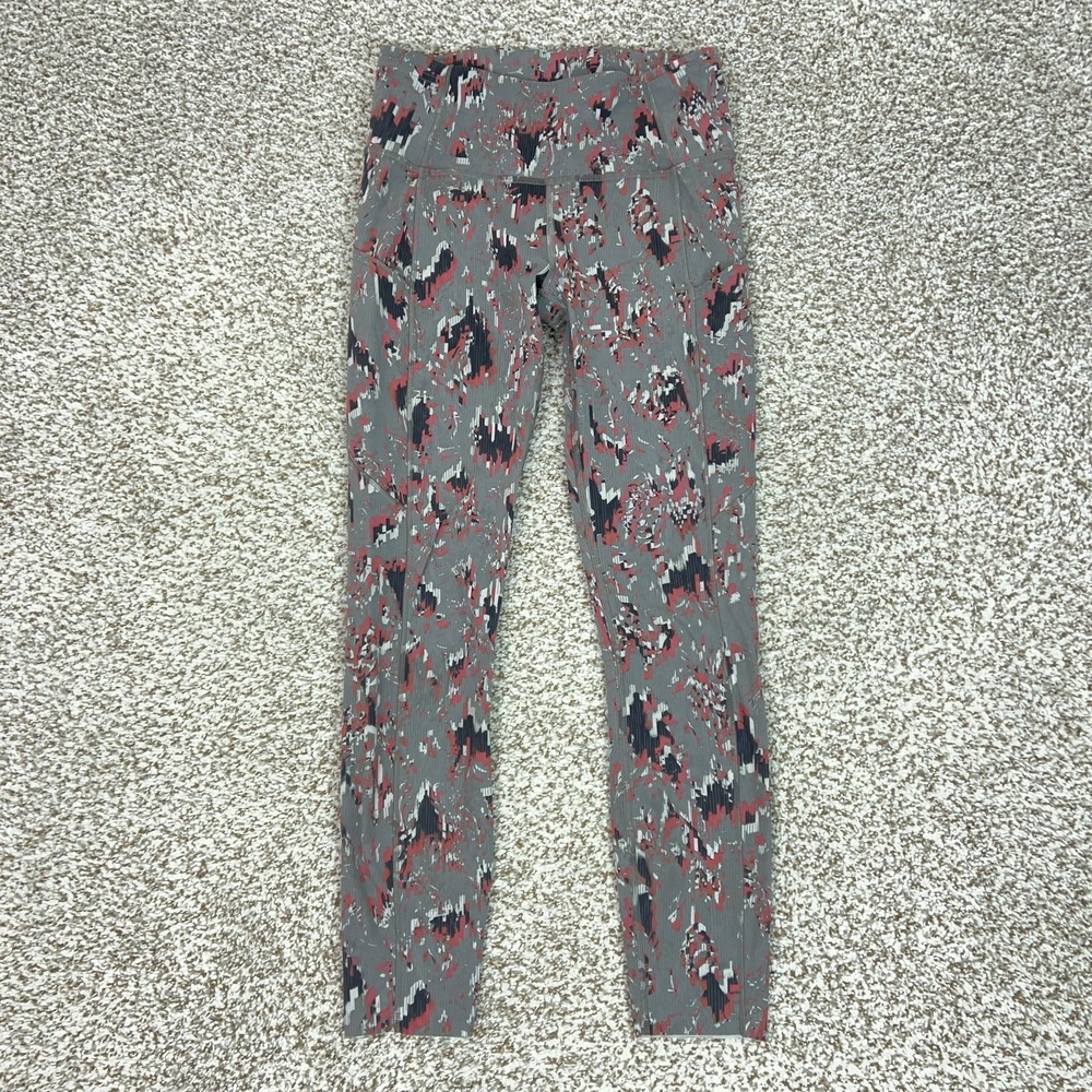 Lululemon Pants Womens 6 Gray Camo High Rise Ankle Leggings Fast Free Tight Gym